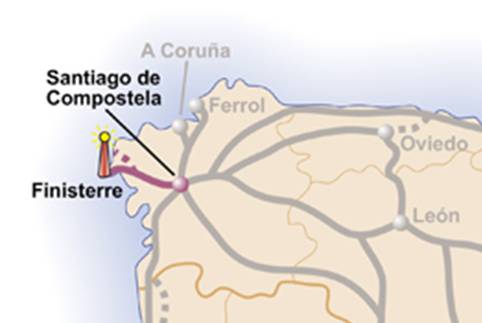 Mapa Camino Finisterre Santiago